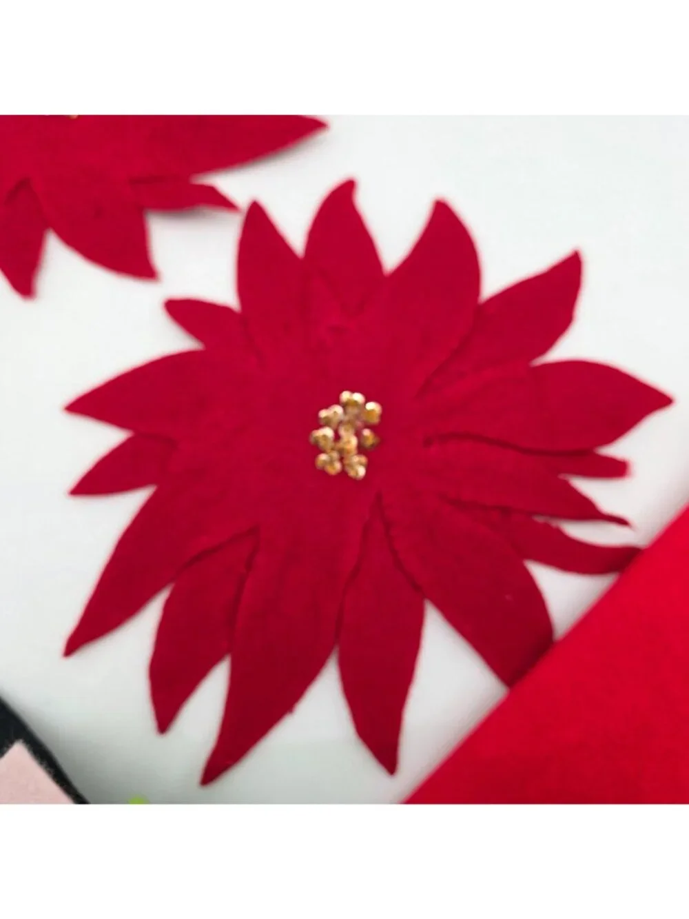 Christmas Craft Felt Sheets & Red Poinsettia Cutouts Assorted Colors Holiday - Picture 6 of 8